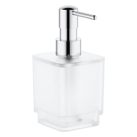 GROHE Selection Cube – Seifenspender, manuell, 300 ml, Wandmontage, Metall, Chrom, B 88 × H 79 × T 228 mm