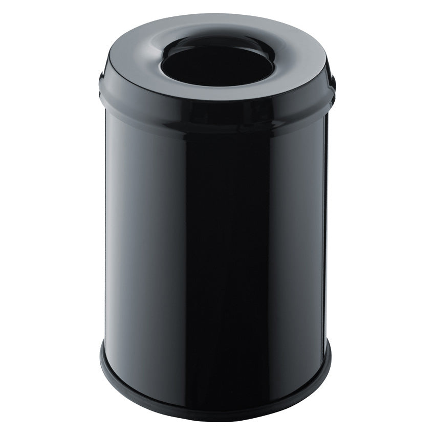 Helit Sicherheitspapierkorb – 15 l – Stahl – Selbstlöschender Kopf, TÜV/GS Zertifiziert – Ø 260 × H 335 mm
