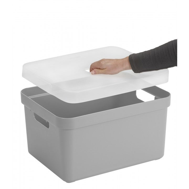 Sunware Aufbewahrungsbox 32 l (mit Deckel) – Kunststoff – hellgrau – 355 × 243 × 455 mm