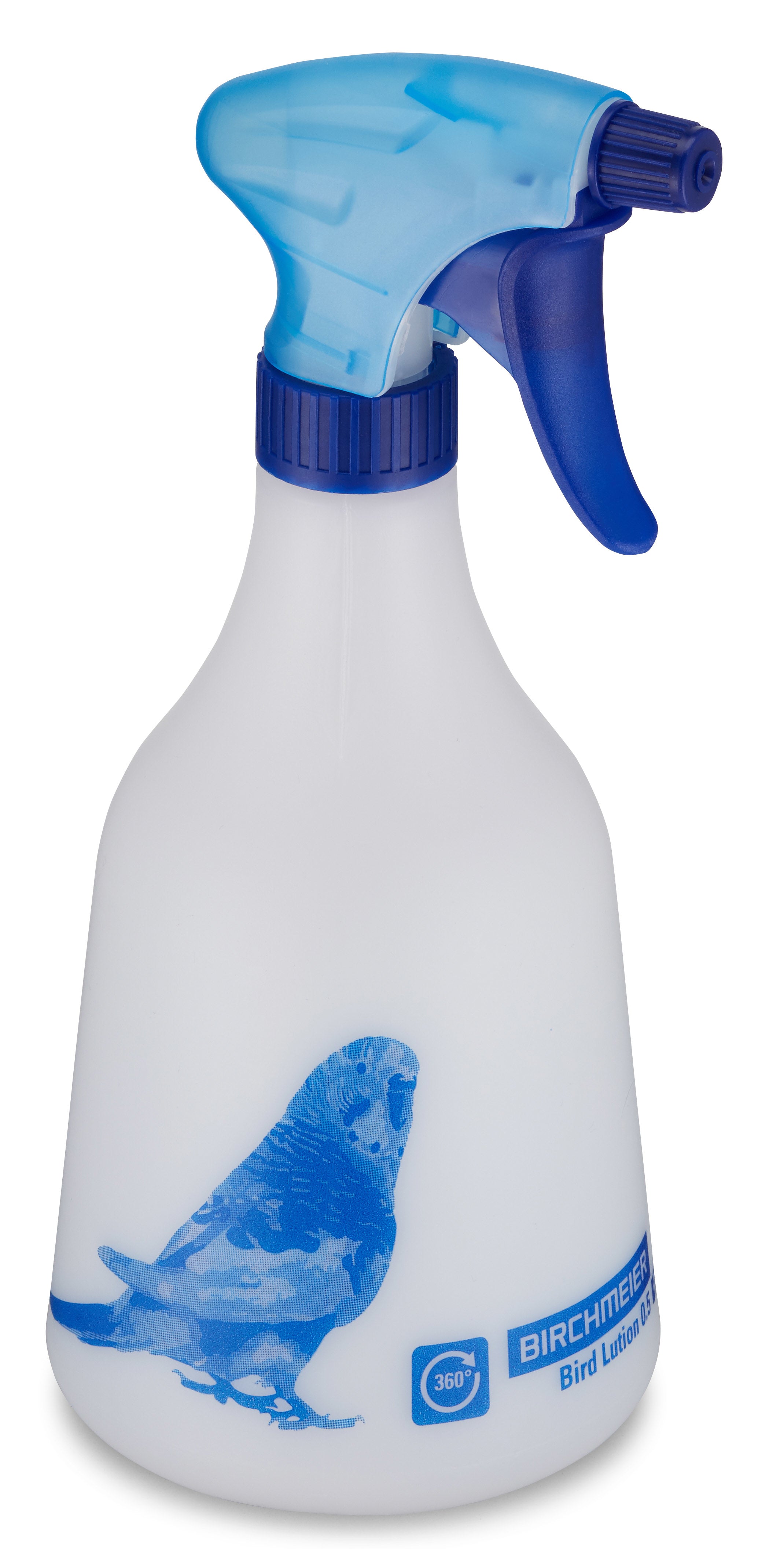 Birchmeier Sprühflasche Birdlution 360° – 0,5 l, Kunststoff, Blau/Weiss, 11,0 × 10,0 × 24,0 cm