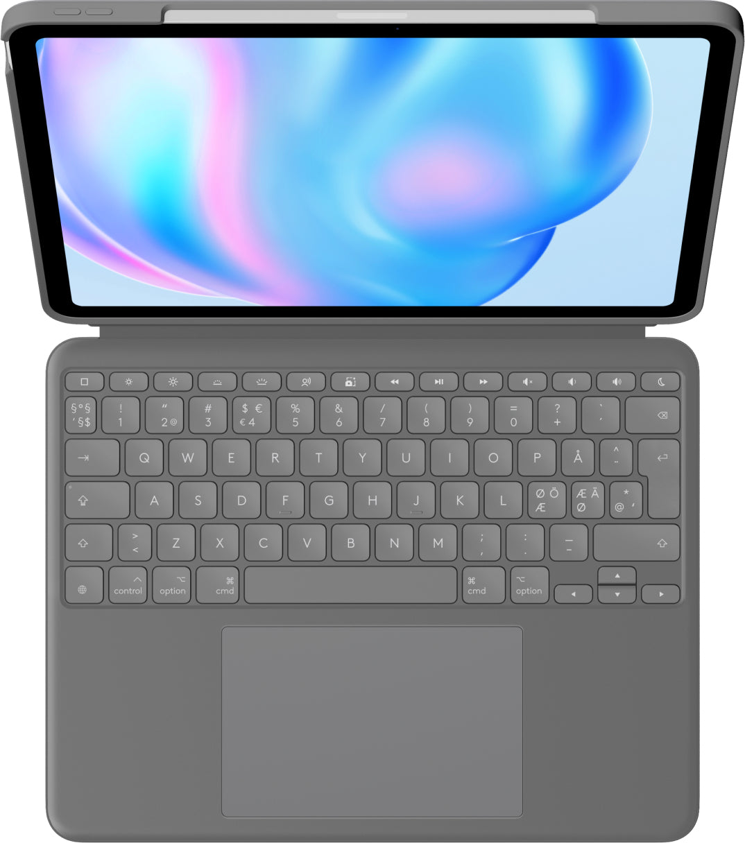 Logitech Combo Touch – Tastatur, kabelgebunden (Smart Connector), DK-Layout (DA), Grau – für iPadOS
