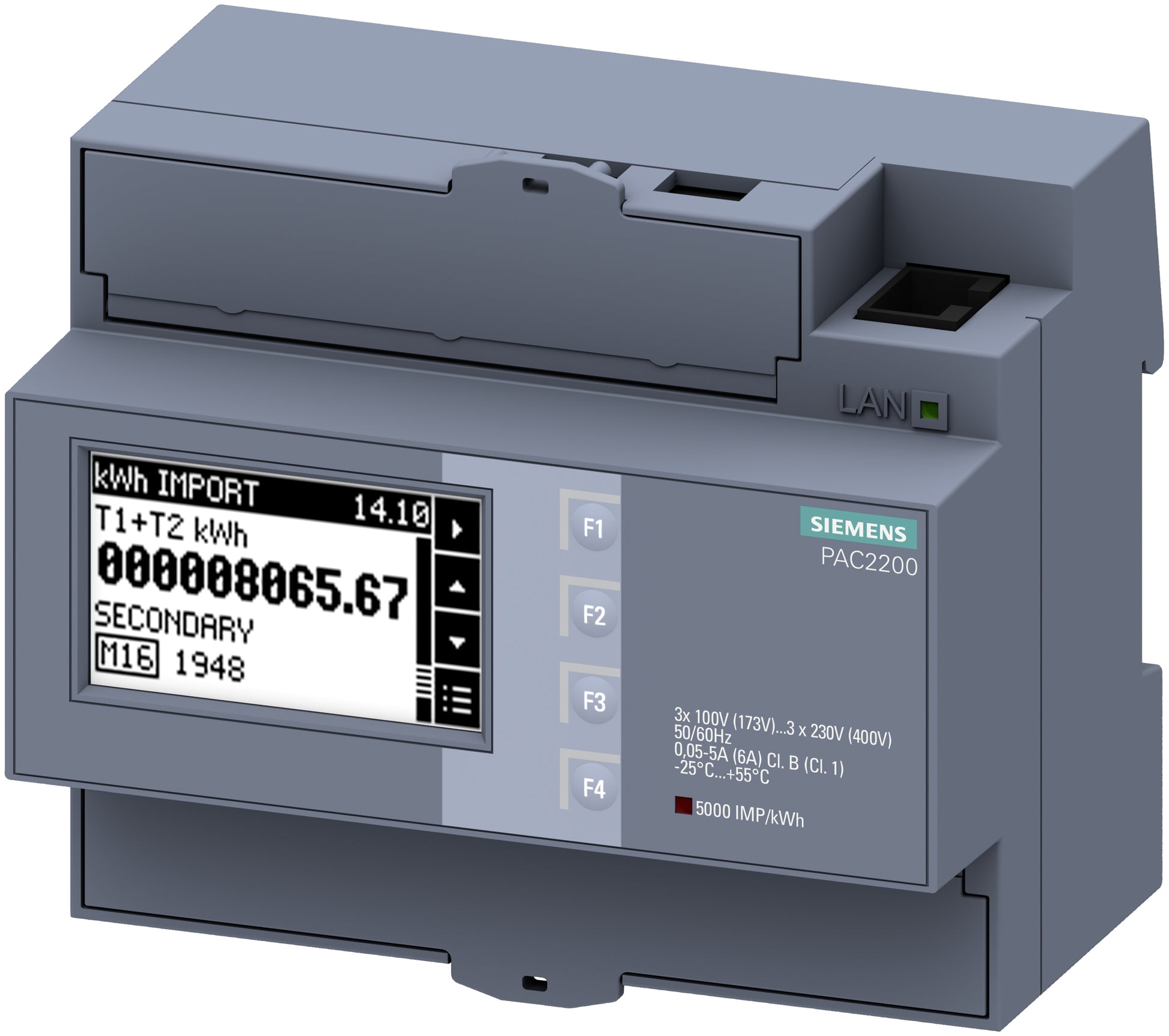 Siemens 7KM2200-2EA30-1JA1 – Energiemessgerät – 3-phasig, Modbus TCP, Hutschiene, max 5 A
