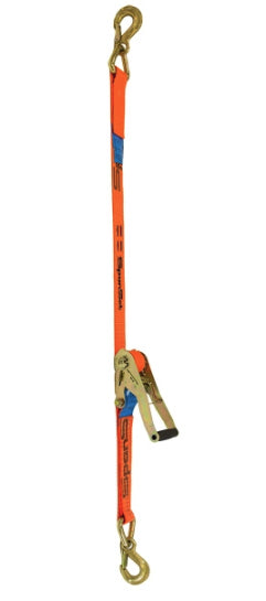 SpanSet Zurrgurt 8 m × 50 mm, Polyester, Orange, mit Ratsche und 2 verzinkten Triangelhaken, bis 5000 kg