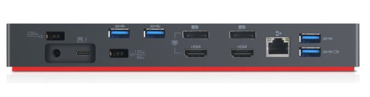 Lenovo 40AN0135DK Dockingstation – Thunderbolt 3, 2× DP, 2× HDMI, 5× USB-A, 135 W PD, GbE, 3,5 mm Audio