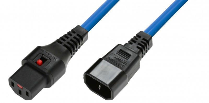 IEC LOCK Netzkabel – IEC C14 zu IEC C13, 1,5 m, 10 A, Blau