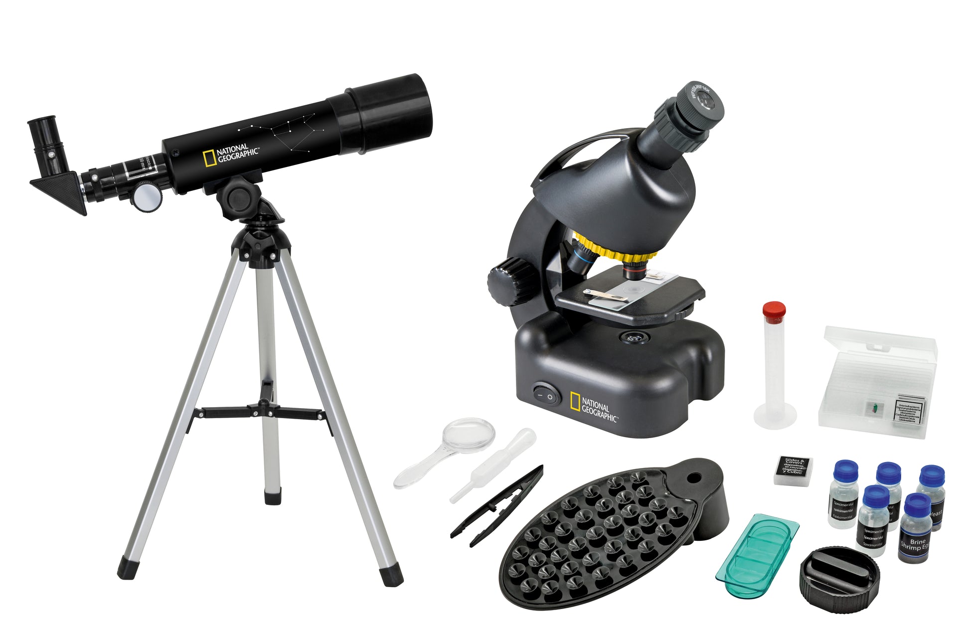 National Geographic Experimentier-Bausatz – Tele-/Mikroskop-Set, 60×, mit Stativ, ab 8 Jahren