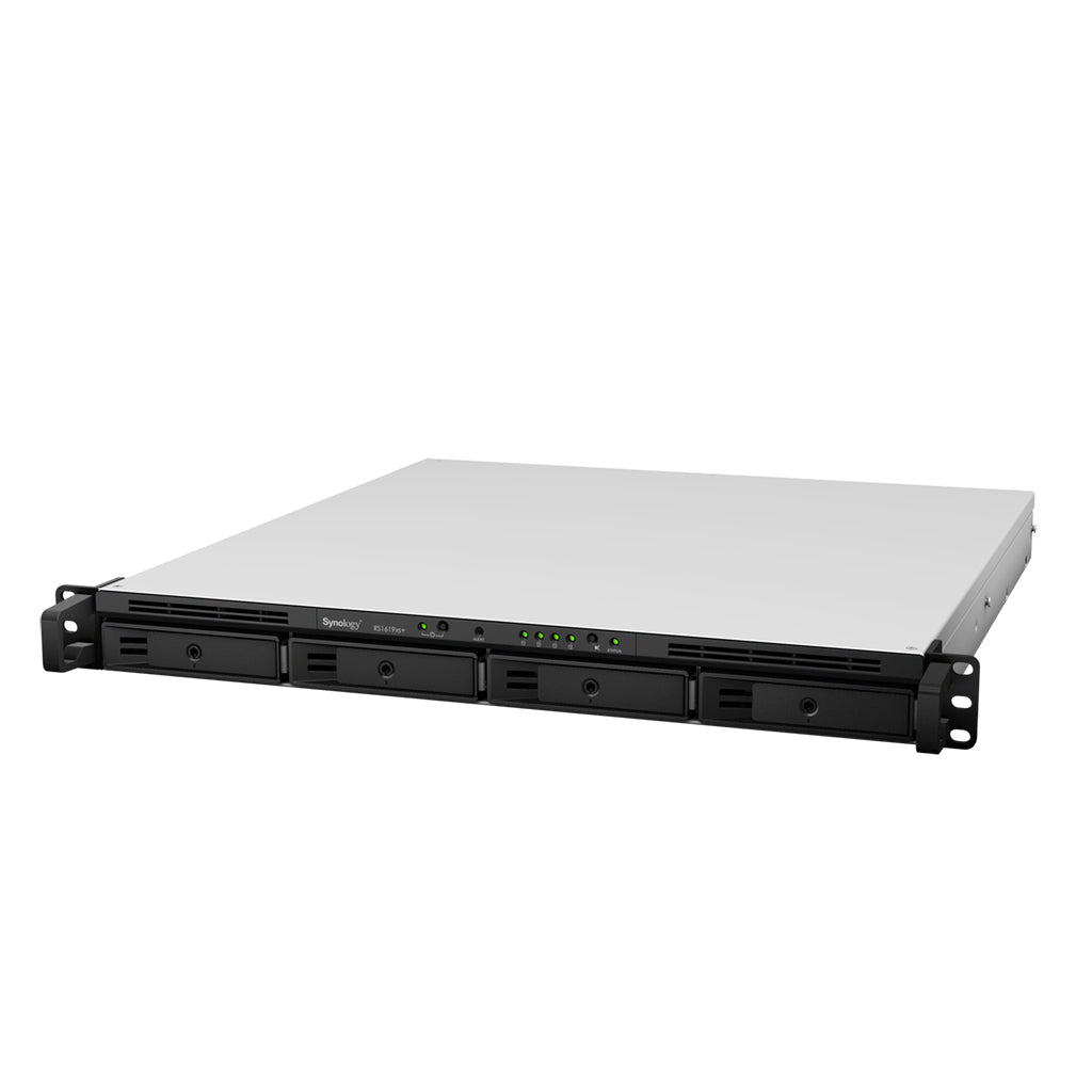 Synology RS1619xs+ – 4-Bay Rack 1U NAS – Intel Xeon D-1527, 8 GB RAM, 1GbE, DSM, redundantes Netzteil