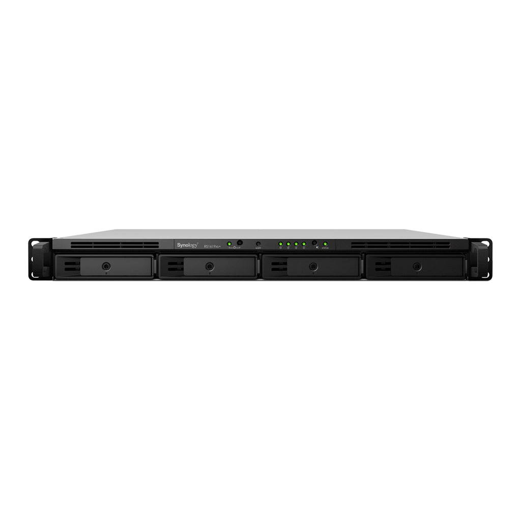 Synology RS1619xs+ – 4-Bay Rack 1U NAS – Intel Xeon D-1527, 8 GB RAM, 1GbE, DSM, redundantes Netzteil