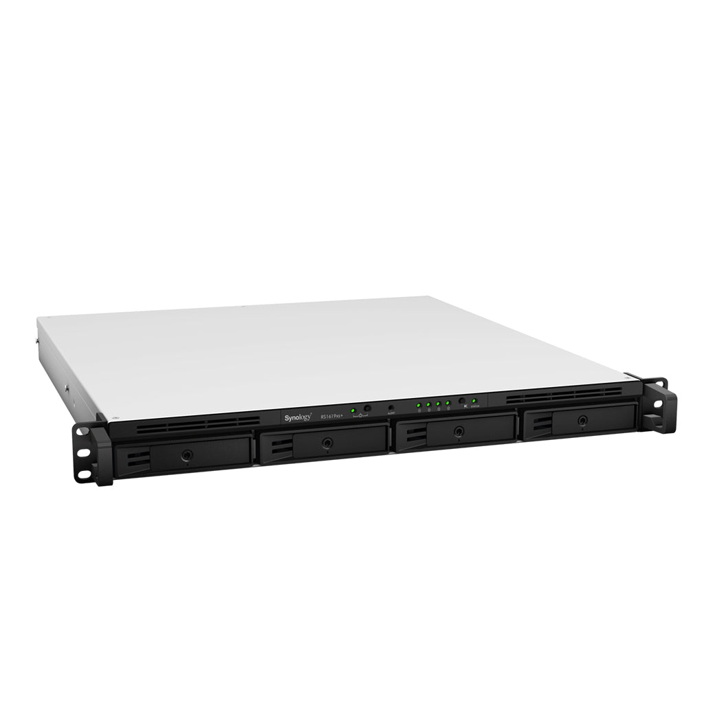Synology RS1619xs+ – 4-Bay Rack 1U NAS – Intel Xeon D-1527, 8 GB RAM, 1GbE, DSM, redundantes Netzteil