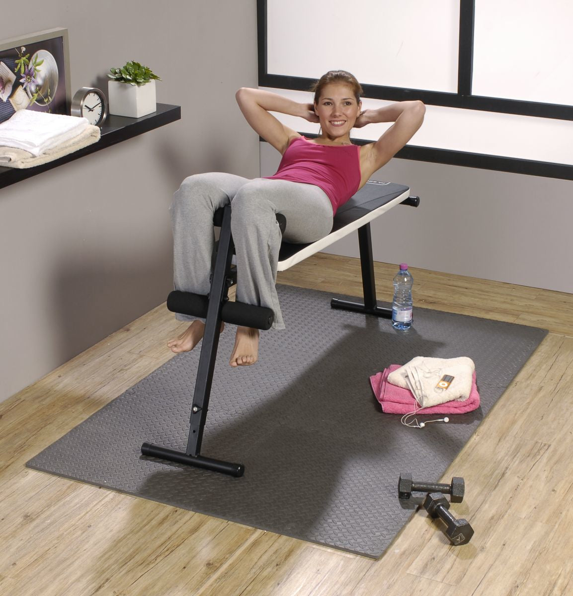 Mottez Fussmatte B516F – 60 × 60 cm, 1,2 cm, dunkelgrau, für Innen- und Aussenbereich