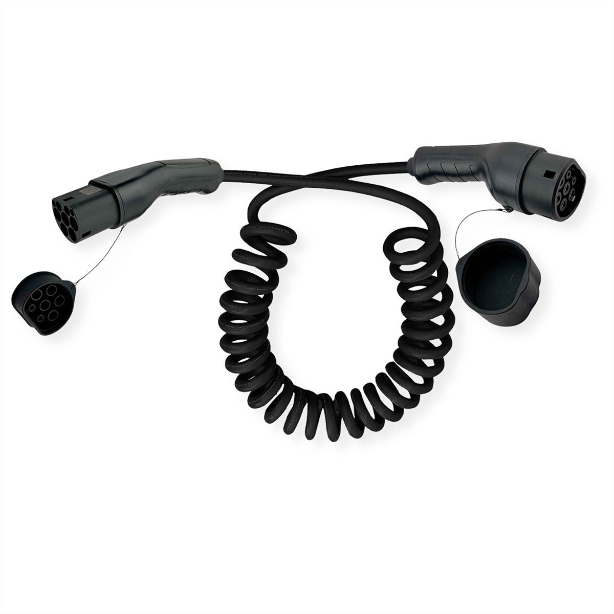 ROLINE Typ 2 Ladekabel Stromkabel – Typ 2–Typ 2, 5 m (Spiralkabel, max. 3 m Nutzlänge), 1-phasig, 32 A