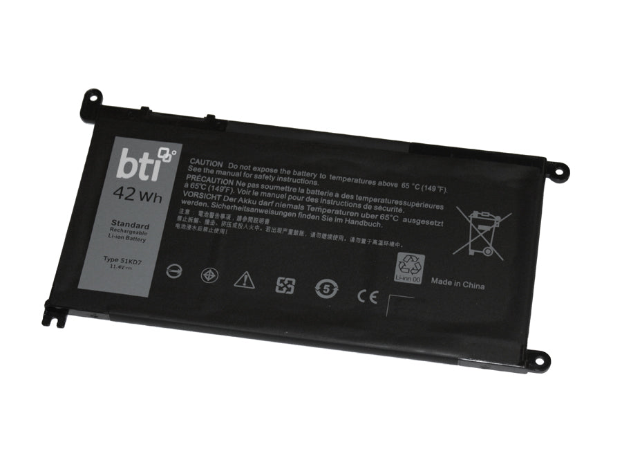 BTI Notebook-Akku – für Dell (Ersatz für 51KD7) – 42 Wh, 11,4 V (3 Zellen) – Schwarz