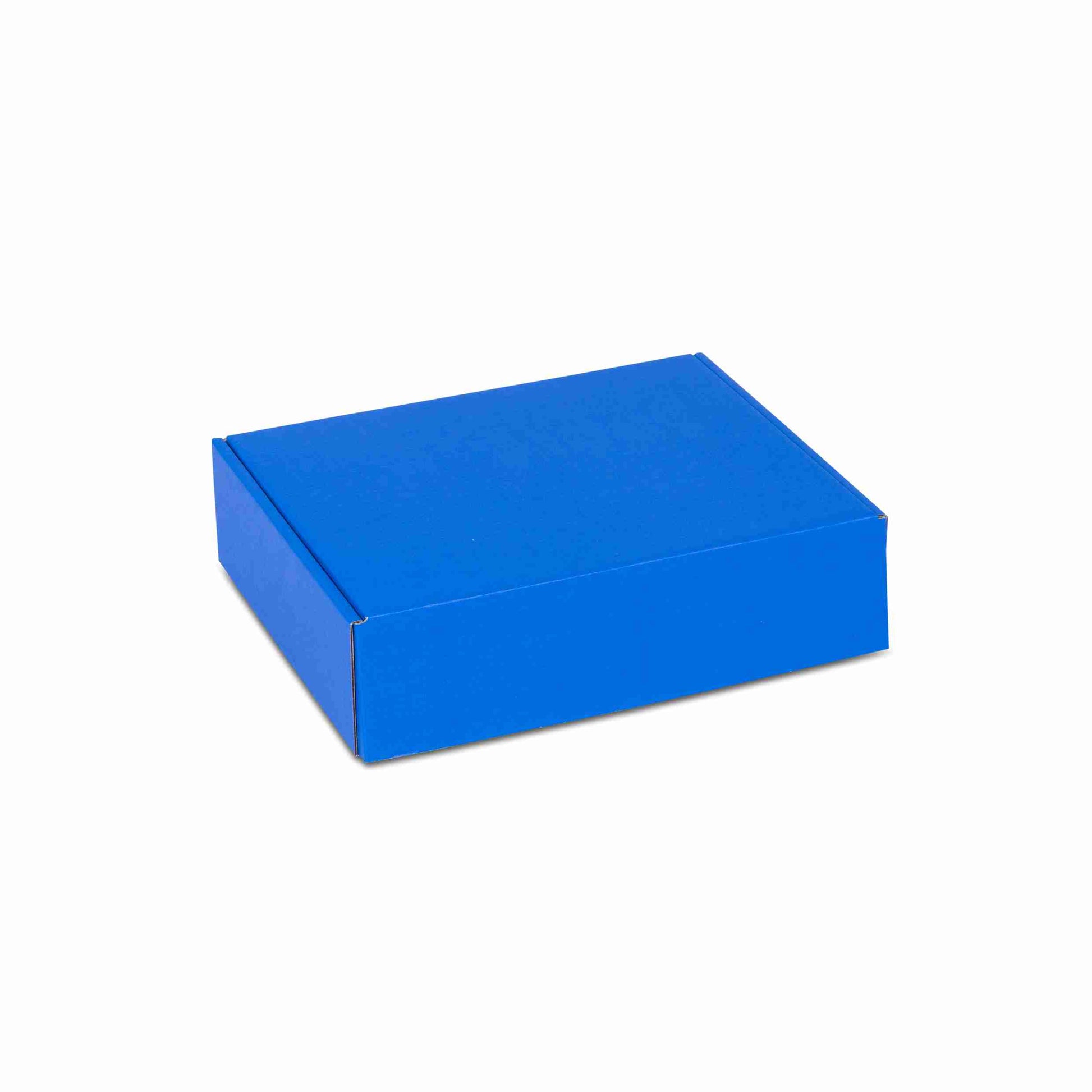Model Geschenkbox Wellpappe, blau – 232 × 182 × 62 mm – mit Klappdeckel – 1 Stk., ab 400 Stk.