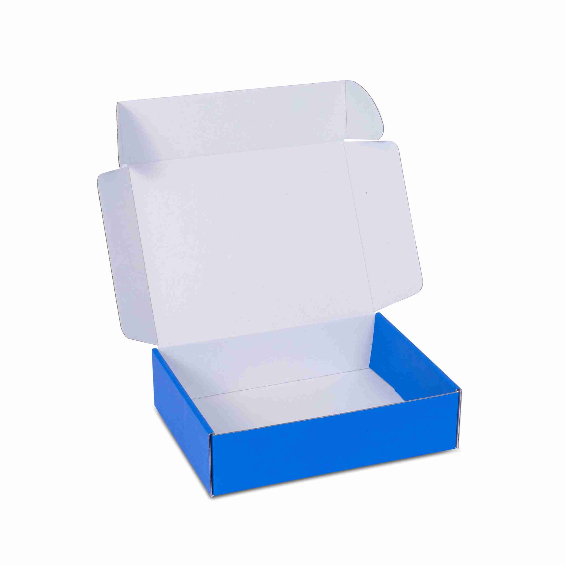 Model Geschenkbox Wellpappe blau – 232 × 182 × 62 mm – Klappdeckel – 1 Stk., ab 60 Stk.