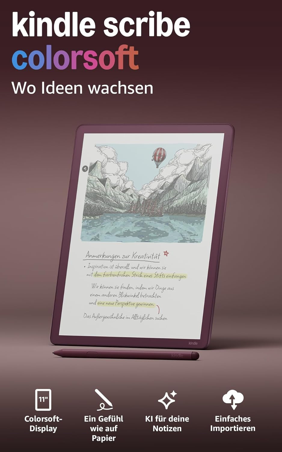 Amazon Kindle Scribe Colorsoft 2025 – 11" E Ink, 64 GB, mit Stylus