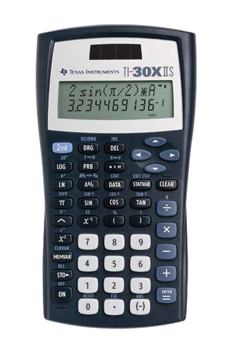 Texas Instruments Taschenrechner TI-30X II – 11-stellig, 2-zeiliges LCD, Solar + Batterie, schwarz, 82×156×21 mm