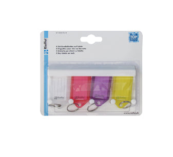 Rieffel Schlüsselschild Key Tag A15821 – beidseitig beschriftbar, Beschriftungsfeld 38 × 22 mm, 4er-Pack