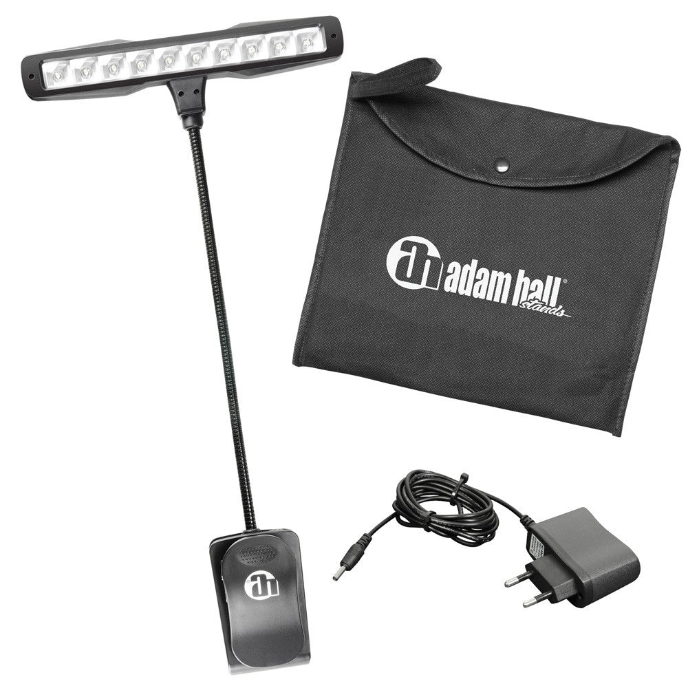 Adam Hall Tischleuchte SLED 10 – LED, 10× Leuchtkörper, Akku (3×AA), höhenverstellbar – Schwarz