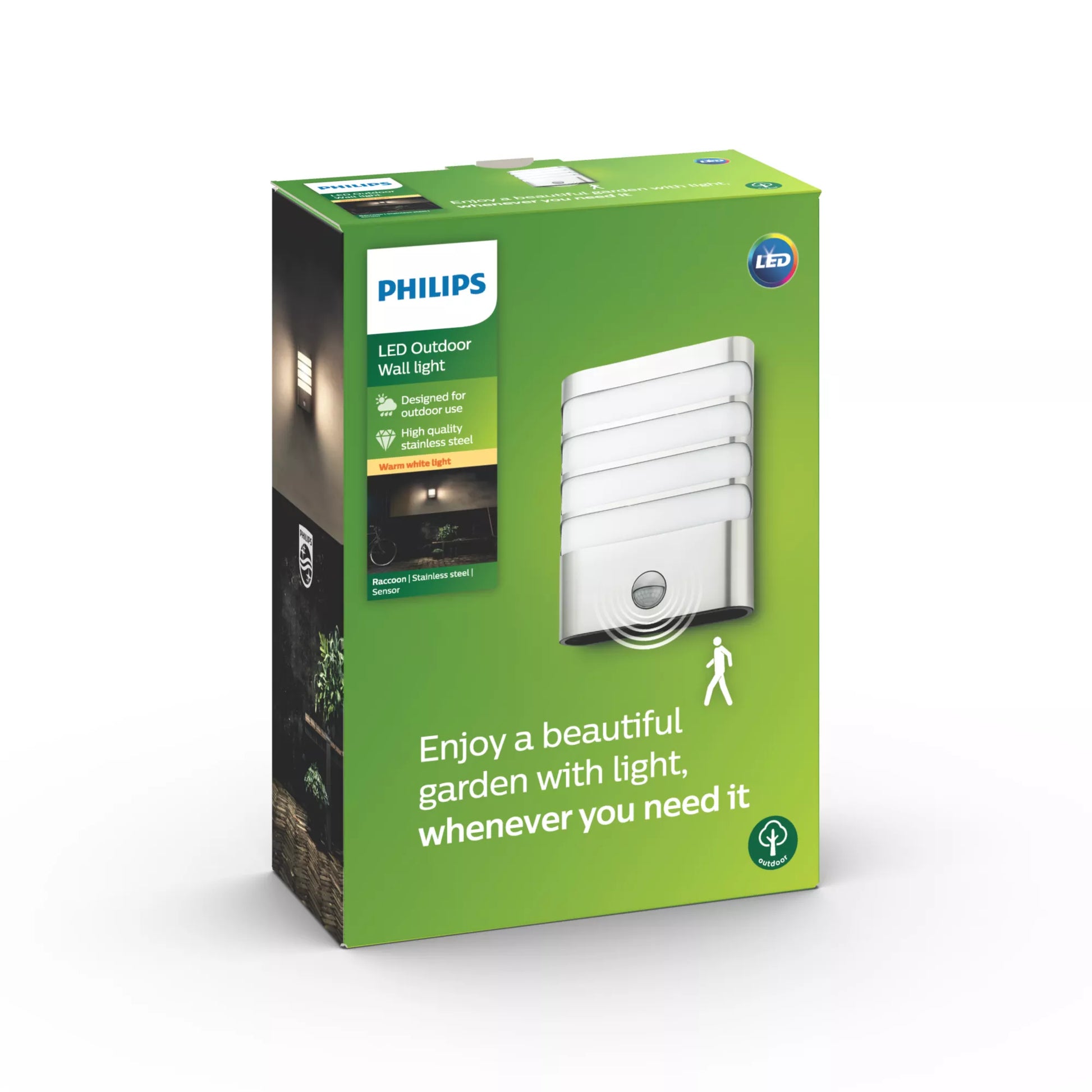 Philips by Signify Philips Aussenwandleuchte – 400 lm, 4 W, Warmweiss, IP44 – mit Bewegungsmelder