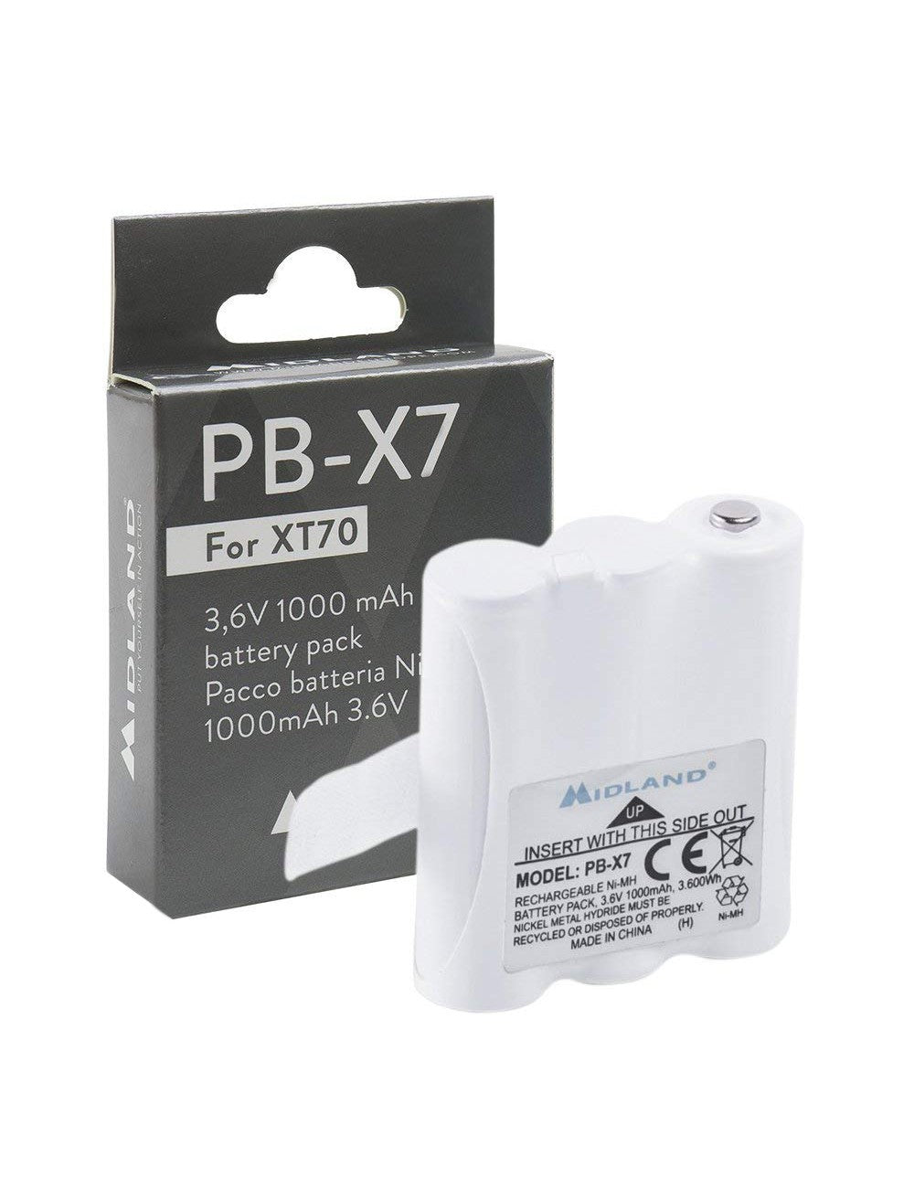Midland PB-X7 – Akku (NiMH), 1000 mAh, 3,6 V, für XT70, Schwarz