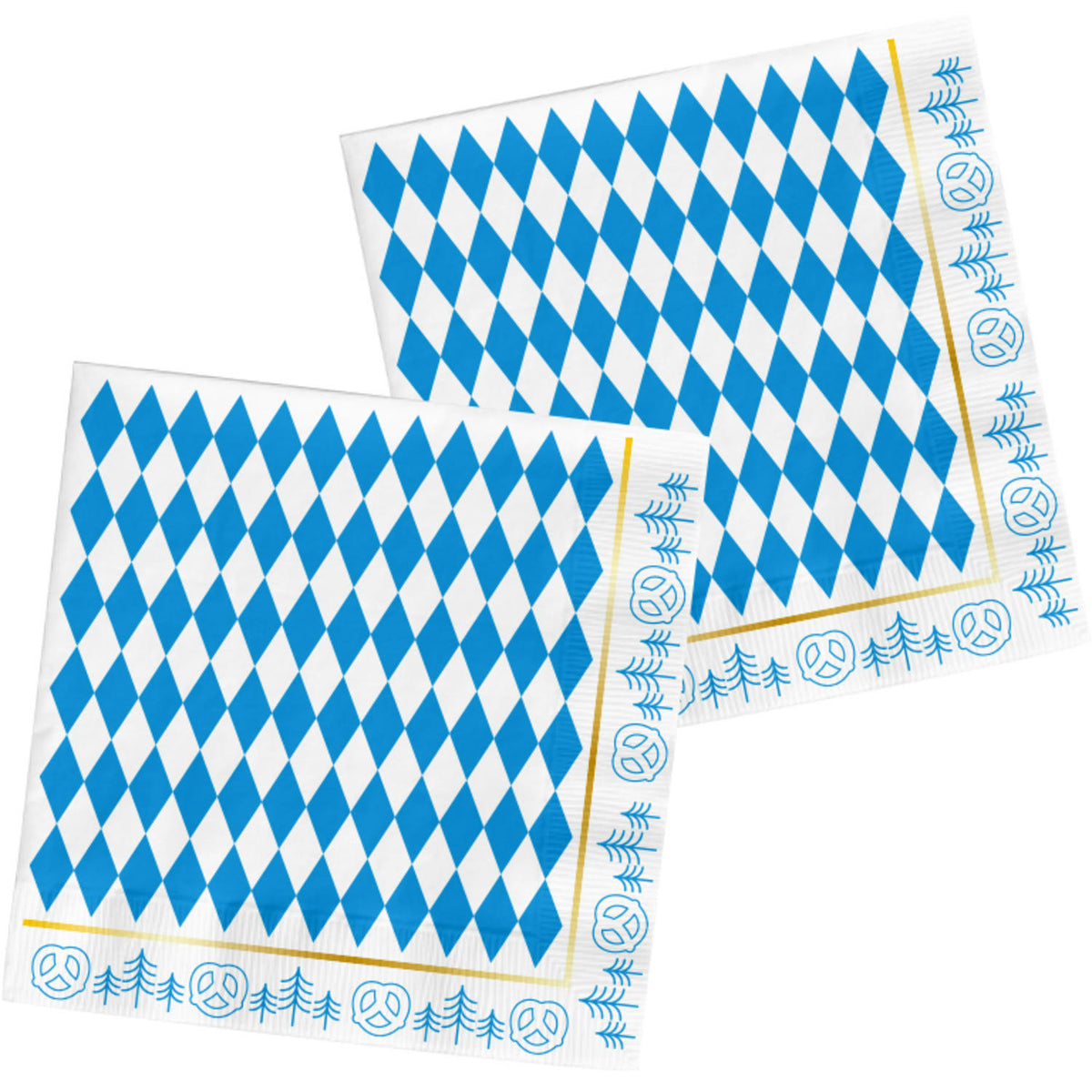 Folat Oktoberfest Servietten Blau/Weiss – 33 × 33 cm, 3-lagig – 20 Stück