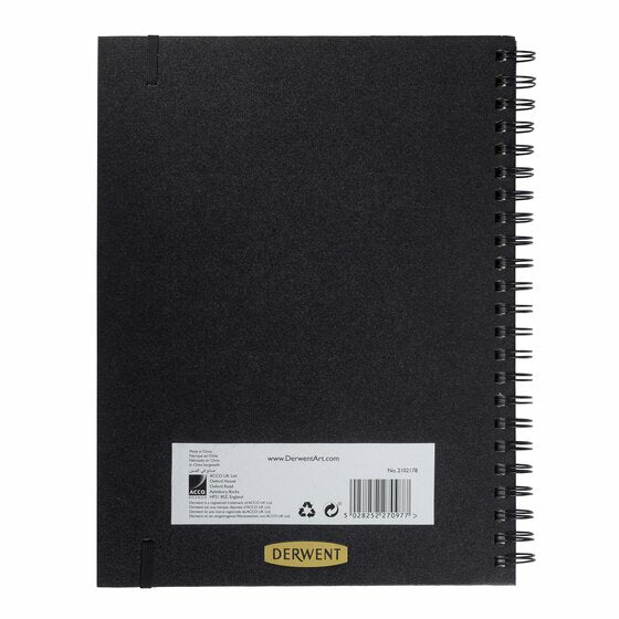 Derwent Malbuch – A4 – 200 g/m² – Spiral – 40 Blatt – Schwarz