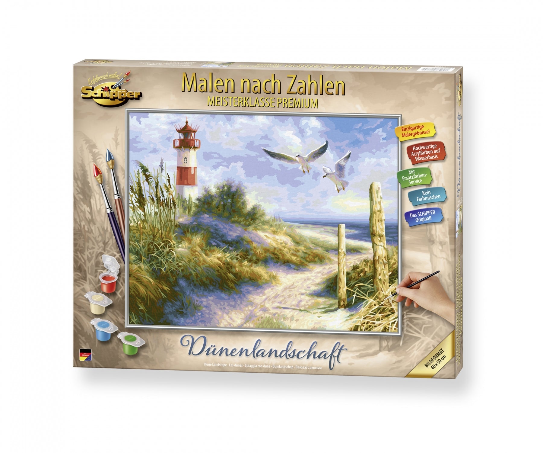 Schipper Malen-nach-Zahlen-Set – Dünenlandschaft mit Leuchtturm – 50 × 40 cm – ab 14 Jahren
