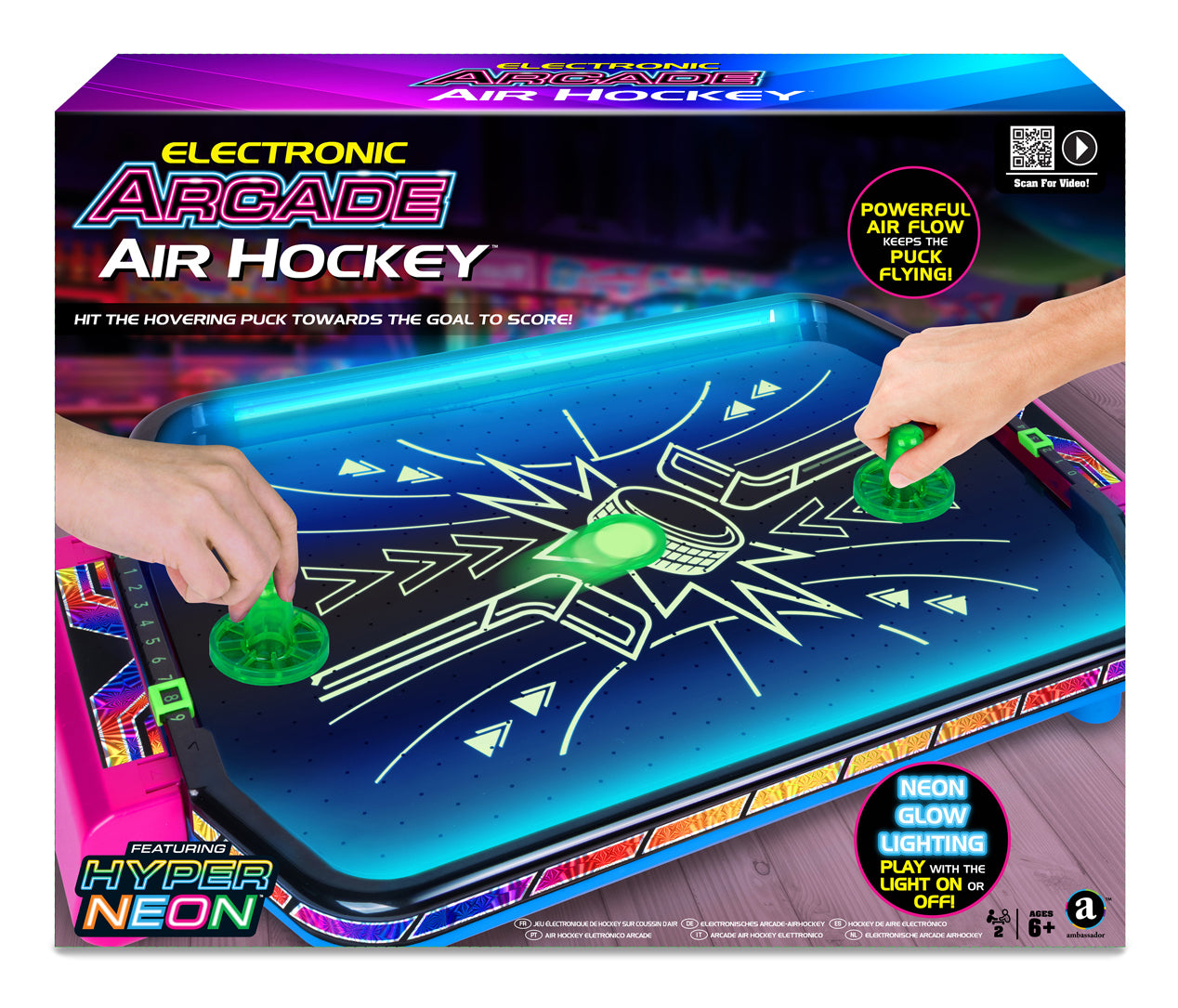 Sombo Elektronisch Arcade Air Hockey – Air-Hockey, 1–2 Spieler, ab 6 Jahren, 20 Min., Mehrsprachig