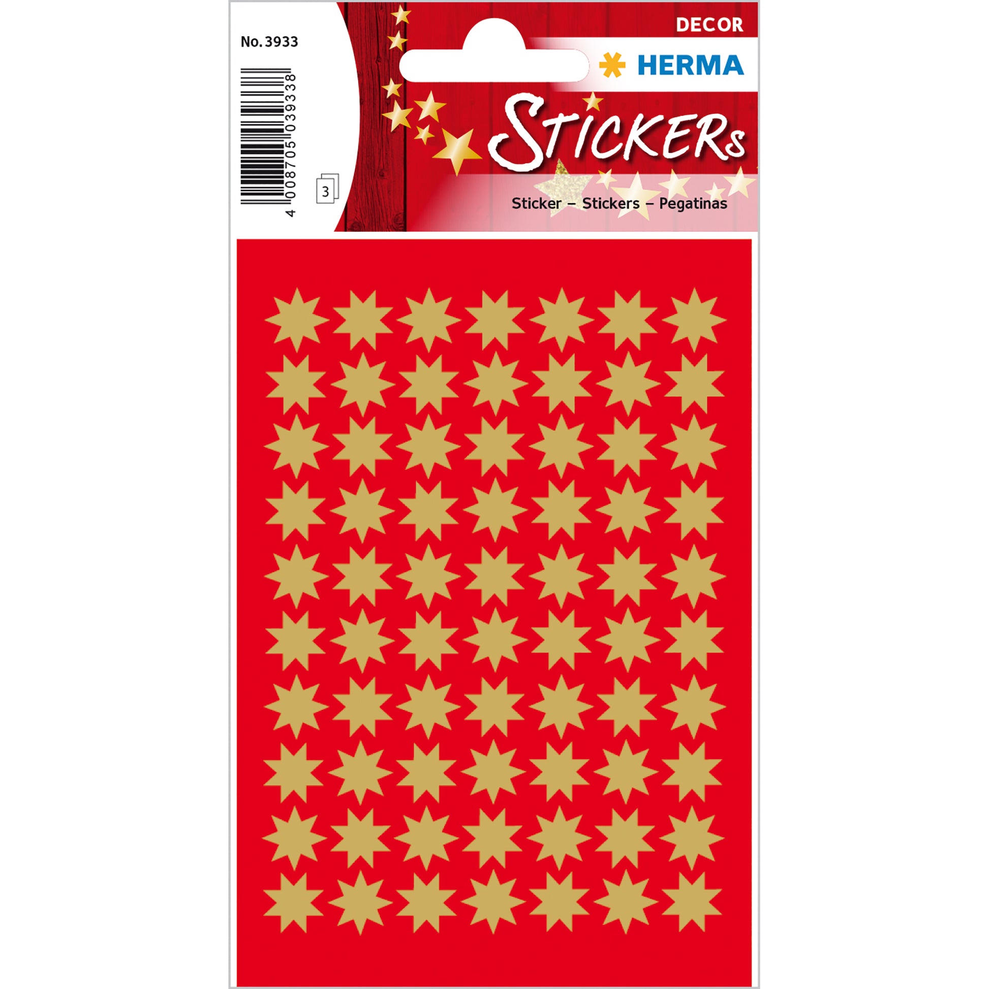 HERMA Schmucketiketten – Sterne – 210 Stück – permanent – Gold