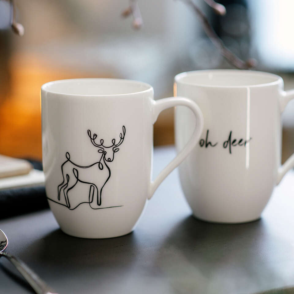 Villeroy & Boch Tasse – 2er Set, 280 ml, Porzellan, Weiss, spülmaschinenfest, mikrowellengeeignet