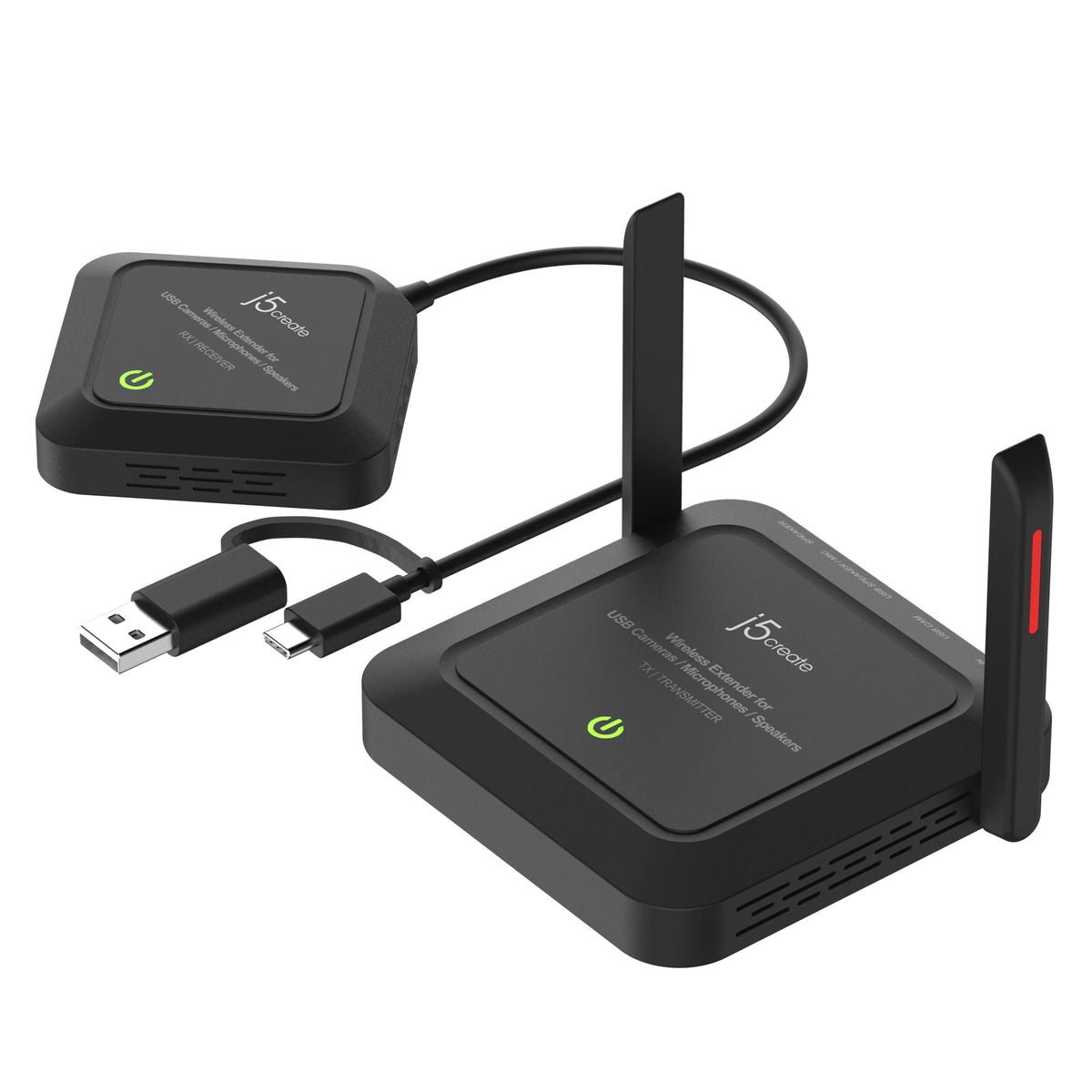 j5create JVW120-N – Drahtloser Extender – Verkabelt & Kabellos, USB-A/USB-C – für USB-C/USB-A-Ports