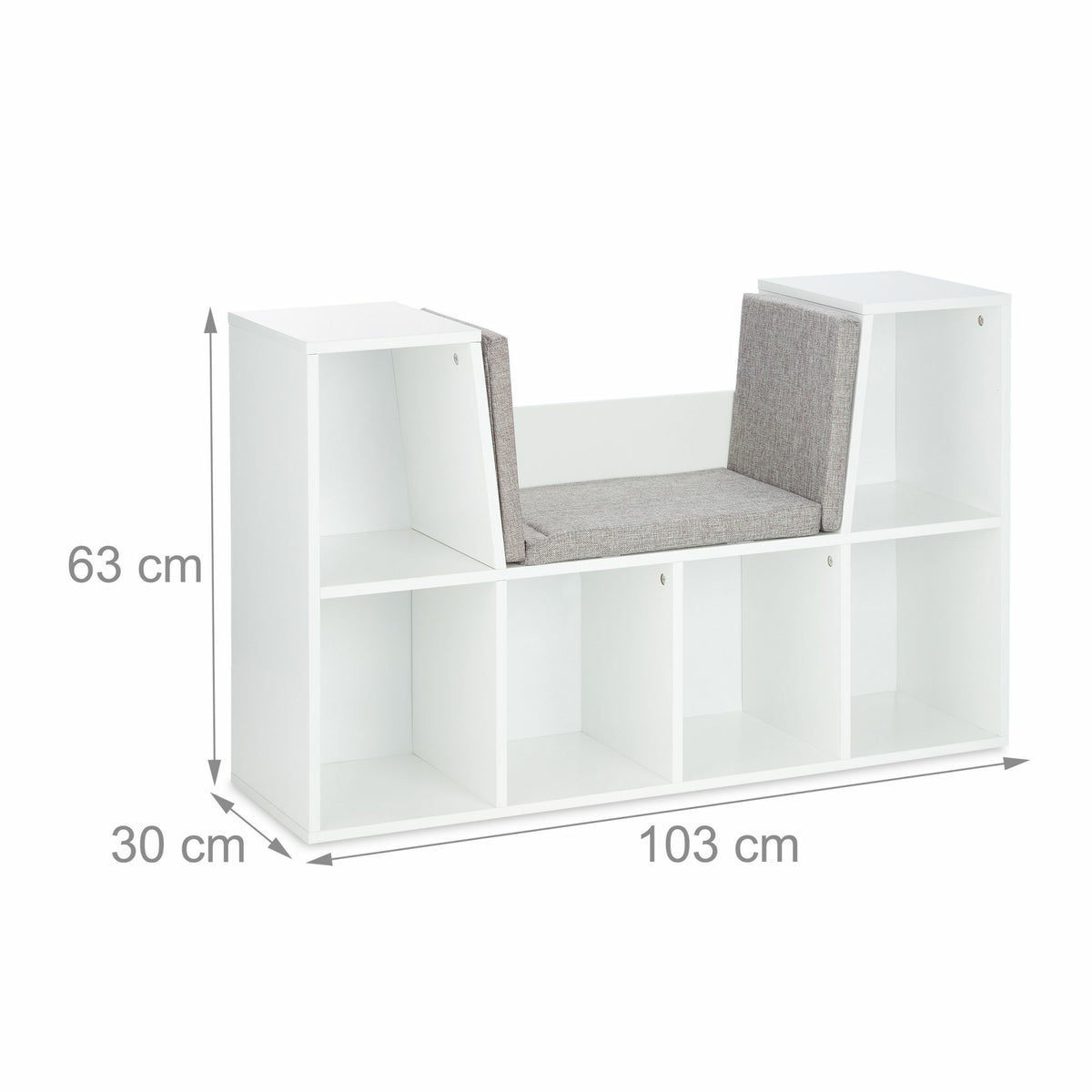 Relaxdays Freistehendes Büro-/Lagerregal – 6 Böden – 103 × 30 × 63 cm – Grau/Weiss