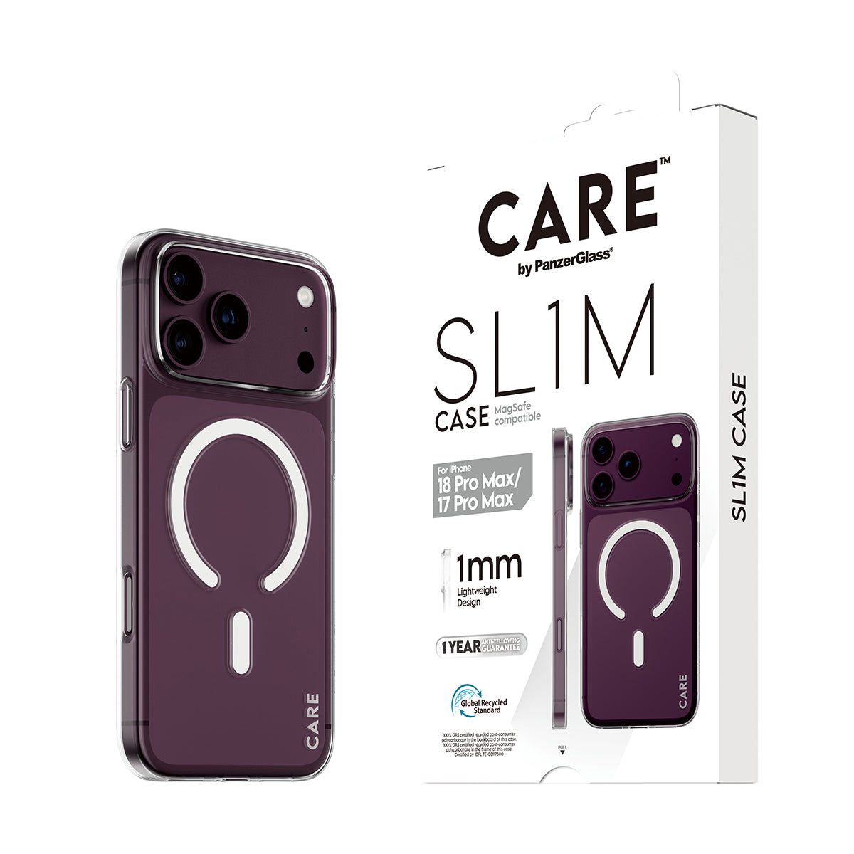 PanzerGlass CARE SL1M Backcover – für Apple iPhone 18 Pro Max, iPhone 17 Pro Max, MagSafe, TPU, Transparent