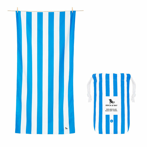 Dock & Bay Strandtuch CABANA – 90 × 160 cm, Blau/Weiss, Polyester/Polyamid