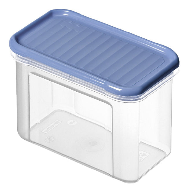 Rotho DOMINO – Vorratsdose 750 ml, 9 × 16,5 × 10 cm, Polypropylen (PP), transparent/blau