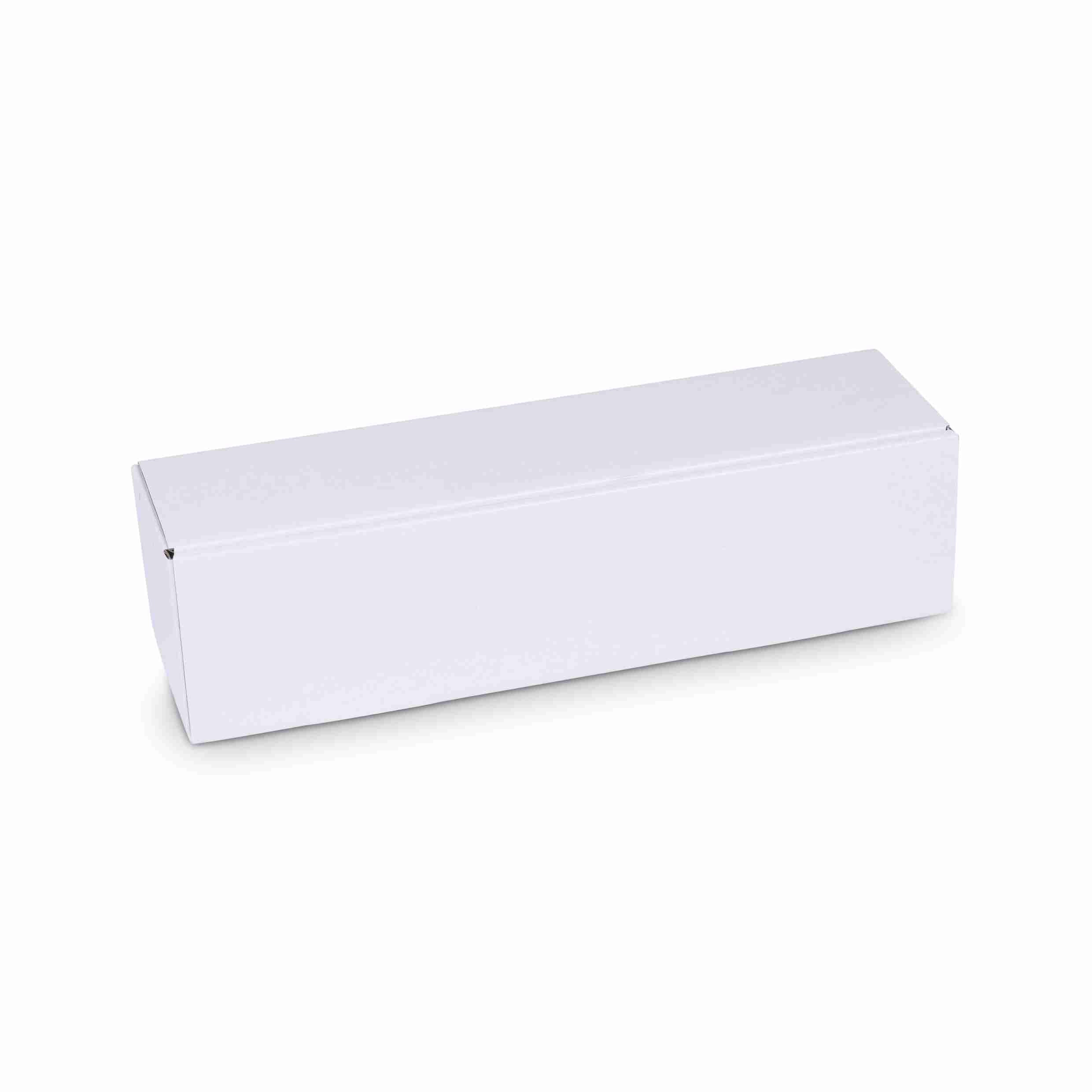 Model Geschenkbox Wellpappe, glänzend, weiss – 360 × 88 × 88 mm – 1 Stk., ab 200 Stk.
