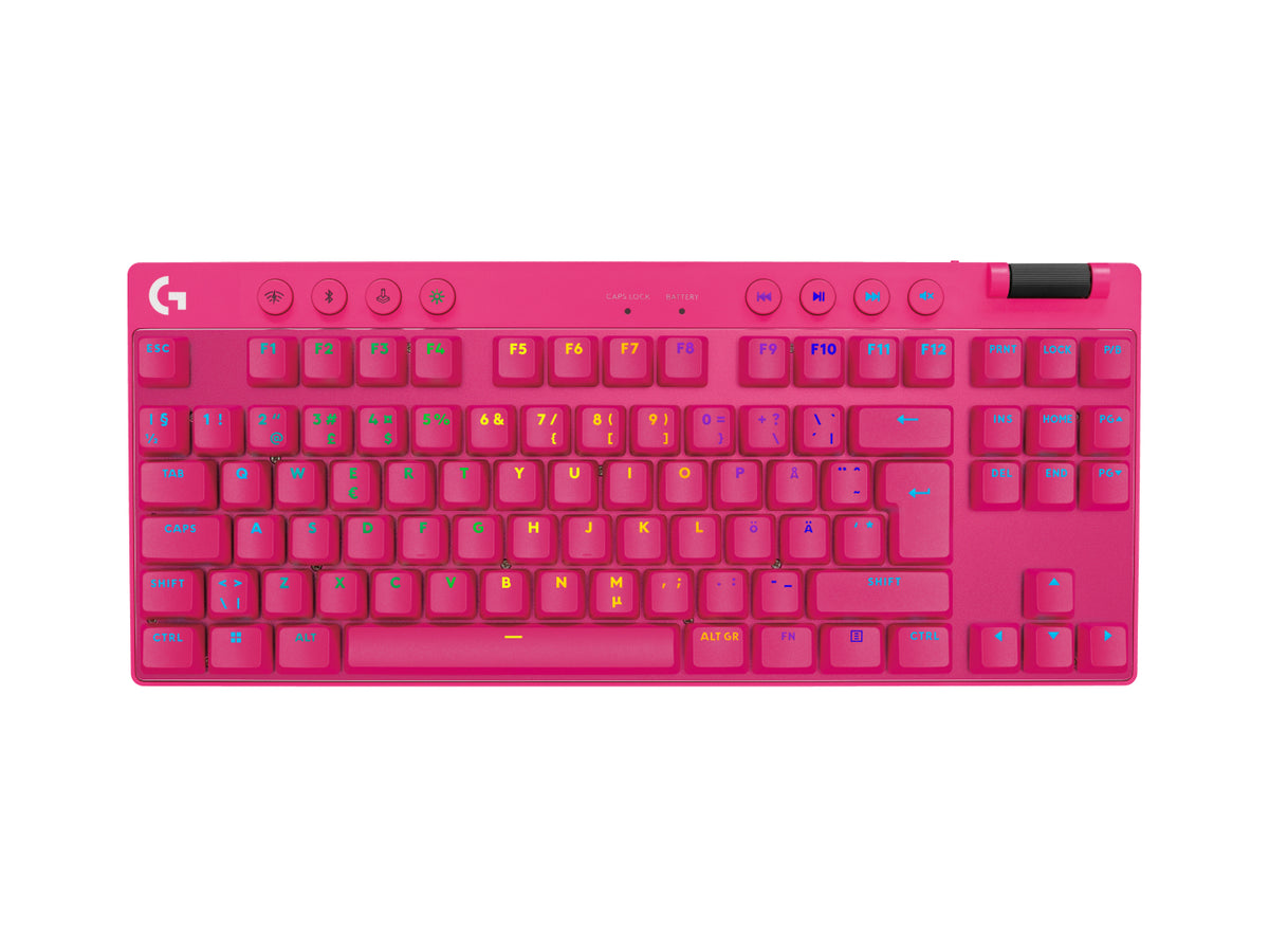 Logitech G PRO X TKL – Gaming-Tastatur – Mechanisch, RGB – Bluetooth & 2,4 GHz – QWERTY (Nordisch) – Magenta