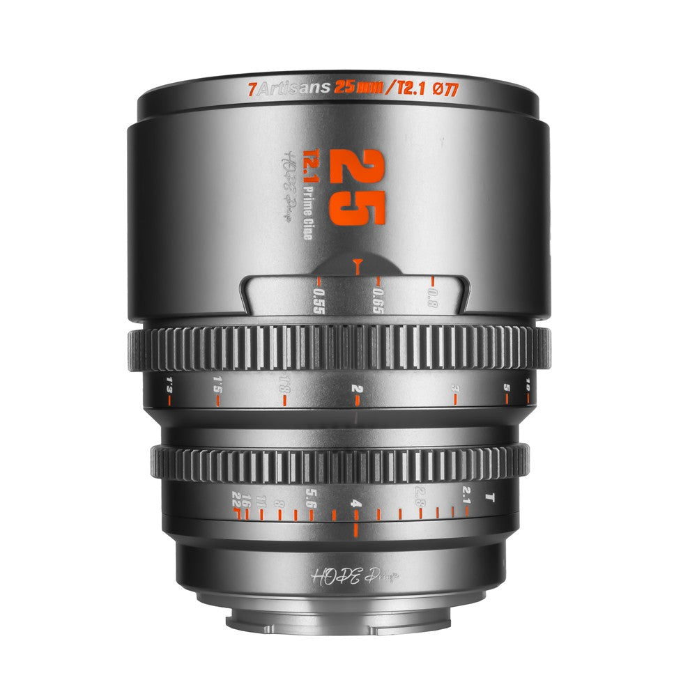 7Artisans 25T21TG-R RF-Bajonett Kinoobjektiv – 25 mm T2.1, Super35 – für Canon