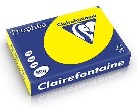 Clairefontaine Kopierpapier – A4, 120 g/m², Hellgelb – für Inkjet/Laser/Kopierer – FSC – 250 Blatt