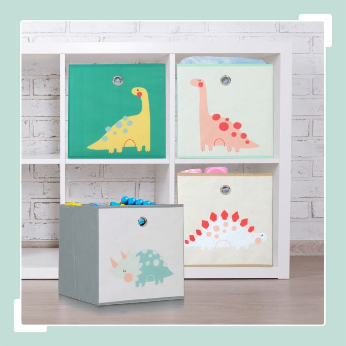 Relaxdays Aufbewahrungsbox (ohne Deckel) – Grau/Grün/Beige – 4-teiliges Set – 300 × 300 × 300 mm
