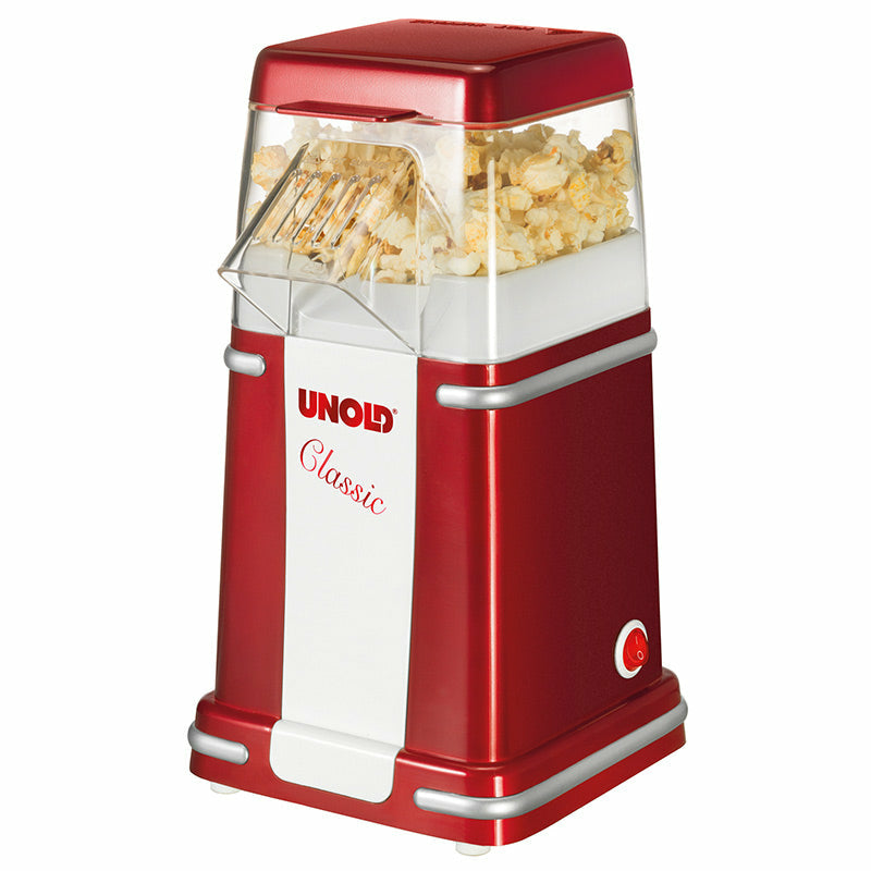Unold Popcornmaker Classic 48525 – 100 g, 900 W – rot/silber/weiss