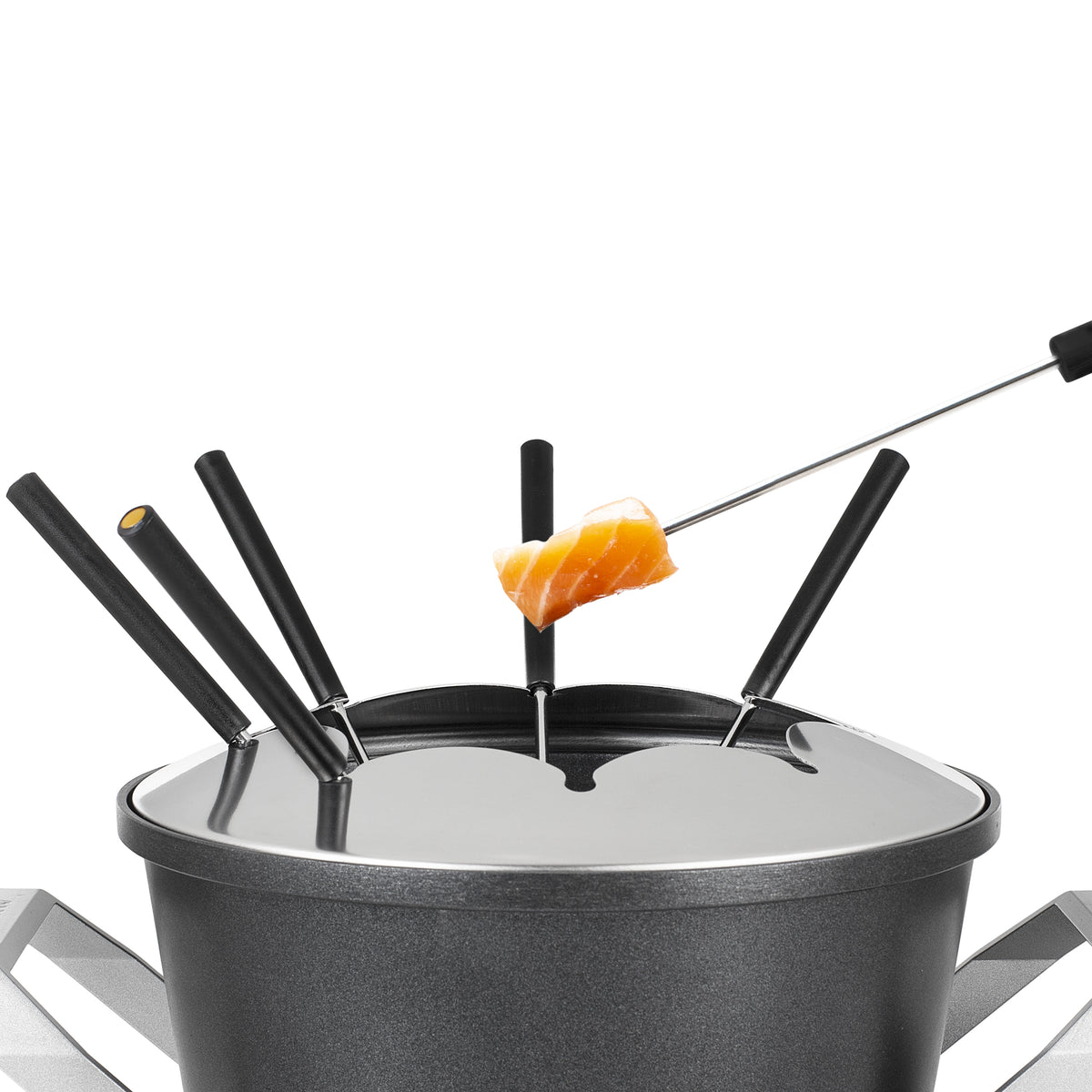 Princess Fondue Premium 173100 – Aluminiumguss, 1,5 l, 8 Gabeln, elektrisch – schwarz/Edelstahl
