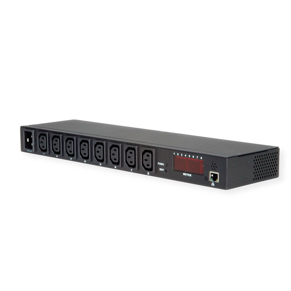 VALUE Rack-PDU – Überwacht, Horizontal 1U, 16 A 230 V, 8×C13, C20 Eingang, Netzwerkkarte (1× RJ-45)