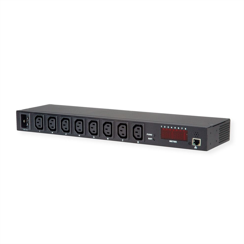 VALUE Rack-PDU – Überwacht, Horizontal 1U, 16 A 230 V, 8×C13, C20 Eingang, Netzwerkkarte (1× RJ-45)