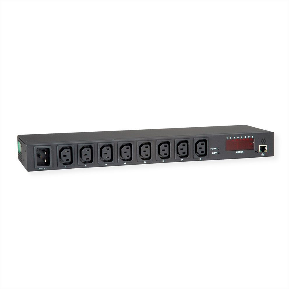 VALUE Rack-PDU – Überwacht, Horizontal 1U, 16 A 230 V, 8×C13, C20 Eingang, Netzwerkkarte (1× RJ-45)