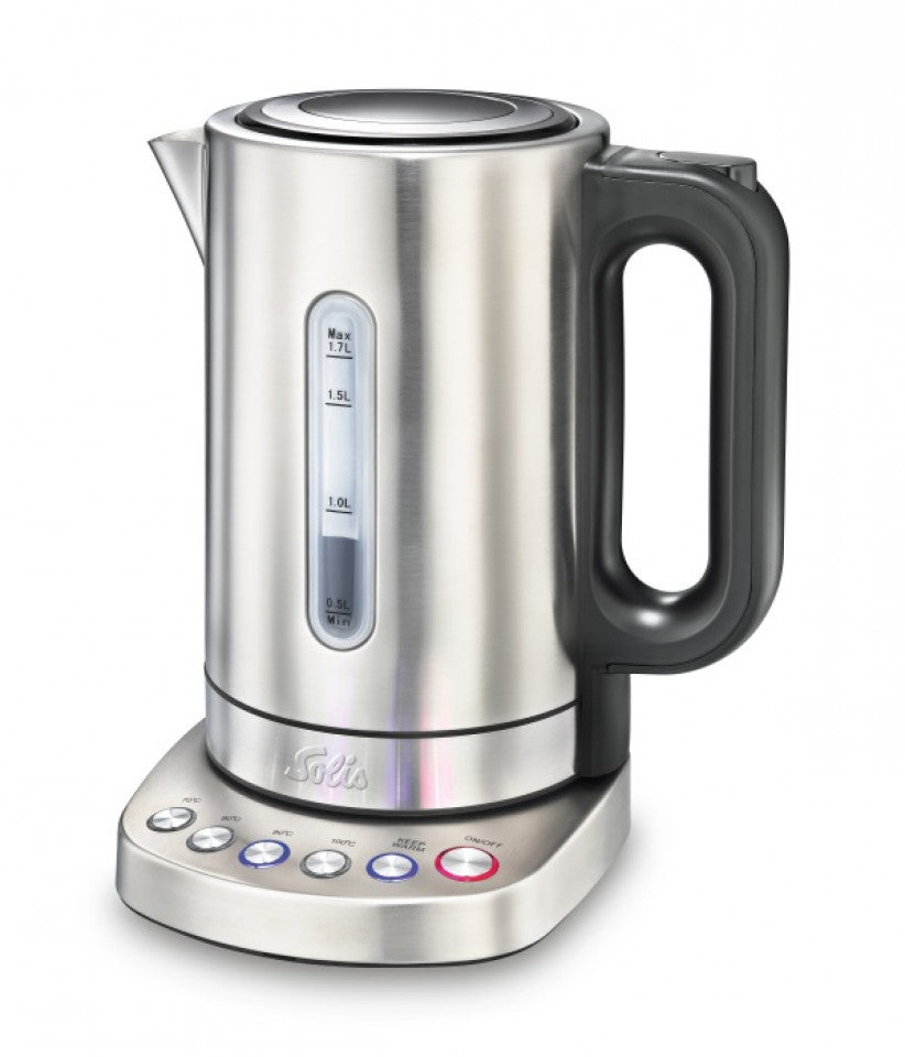 Solis Digital 5516 – Wasserkocher 1,7 l, Temperaturregler, Edelstahl, Silber