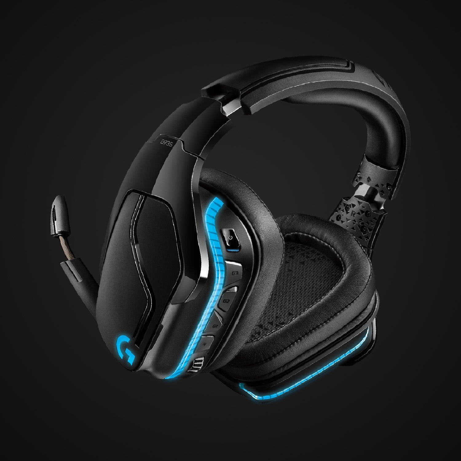 Logitech G G935 Gaming-Headset – Over-Ear, Stereo, Kabel + BT, ANC, mit USB-A-Dongle, Schwarz/Blau