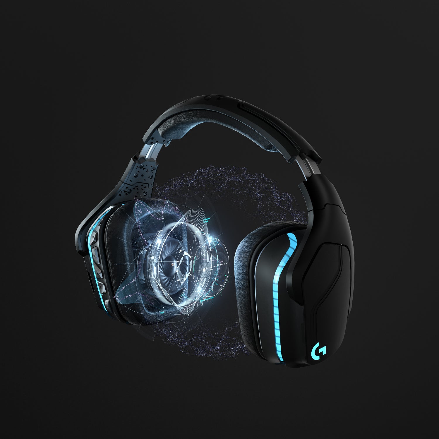 Logitech G G935 Gaming-Headset – Over-Ear, Stereo, Kabel + BT, ANC, mit USB-A-Dongle, Schwarz/Blau