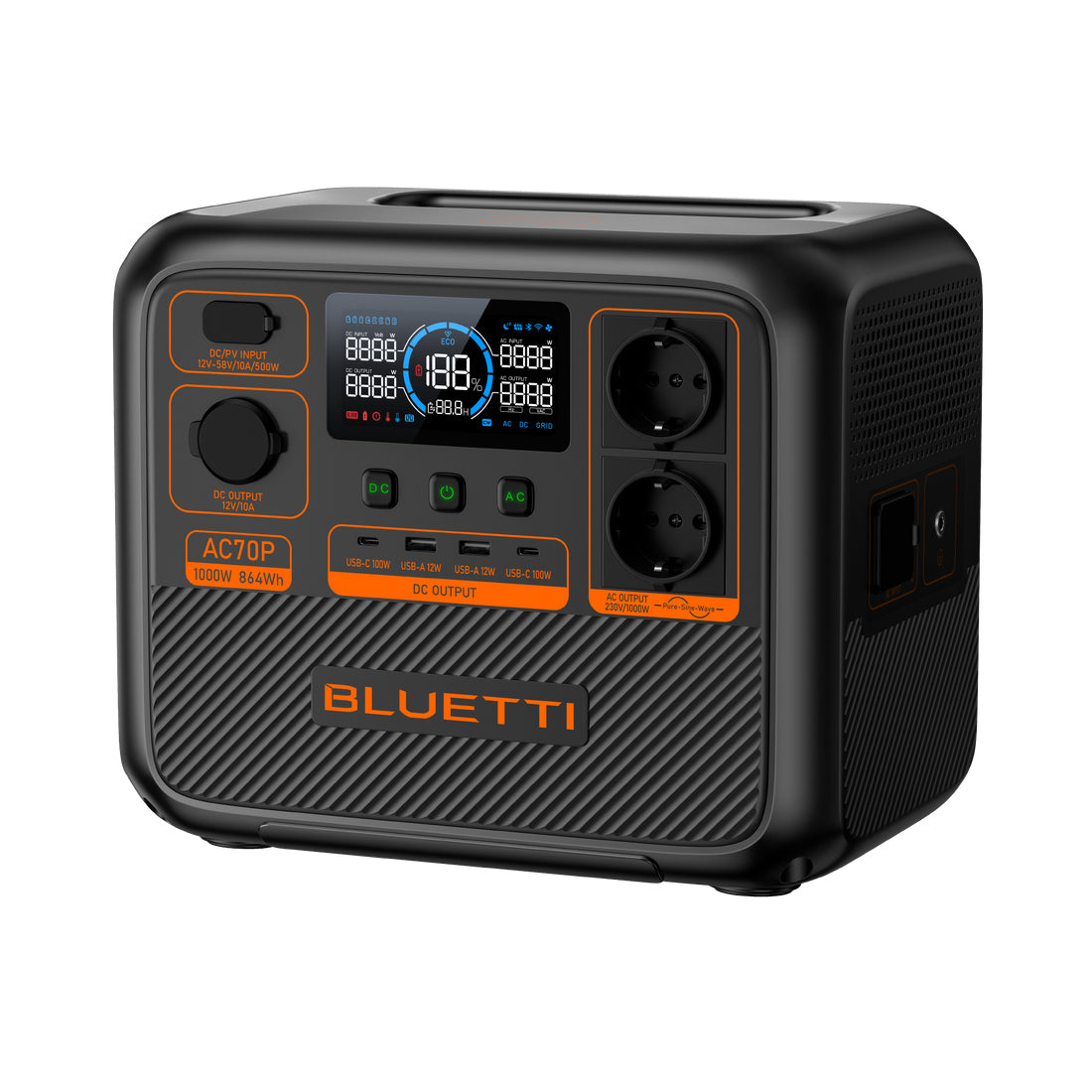 Bluetti AC70P – Powerstation – 864 Wh, 1'000 W, LiFePO4