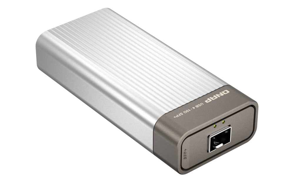 QNAP USB-C zu 10GbE SFP+ Netzwerkadapter – 10 Gbit/s, SFP+, USB-C – für PC, Windows/Mac/Linux – Silber